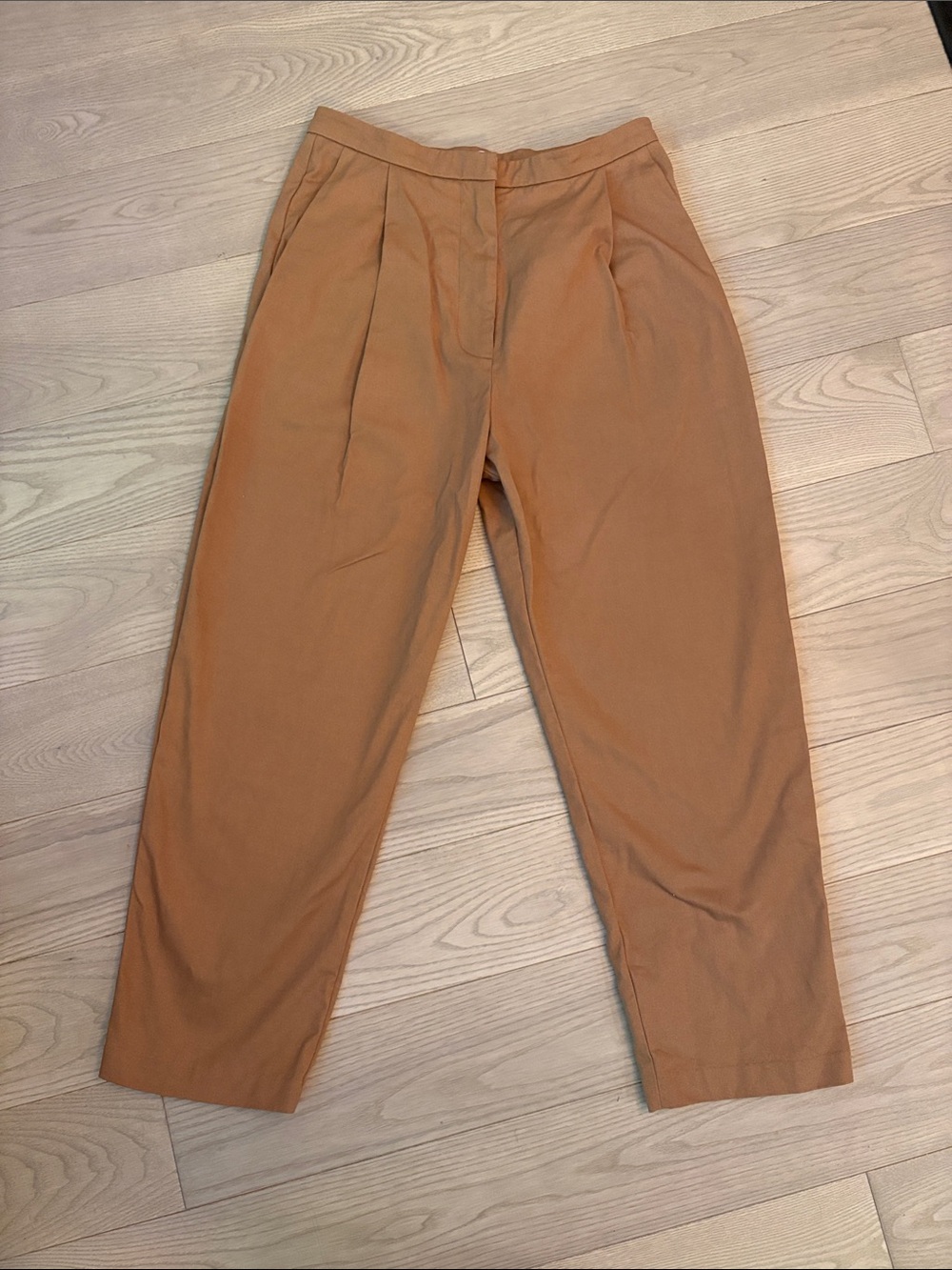 High-Rise Pleated Women's Pants in Tan